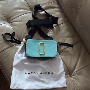 Marc Jacobs Blue and Black Crossbody Bag with Gold Hardware